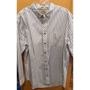 Cabelas Shirt Mens Large Tall‎ Blue Striped Long Sleeve Button Down Outdoor